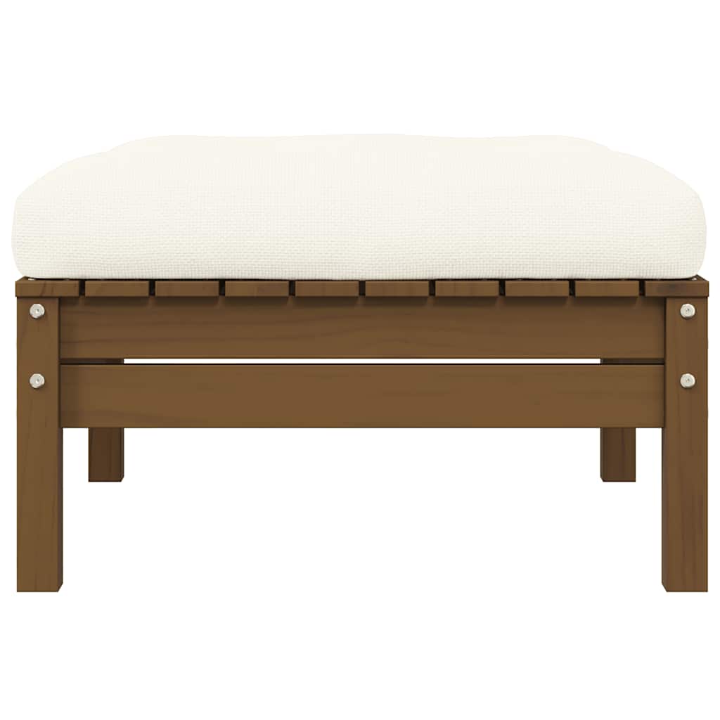 vidaXL Καναπές Κήπου Διθέσιος από Μασίφ Ξύλο Πεύκου με Κρεμ Μαξιλάρια