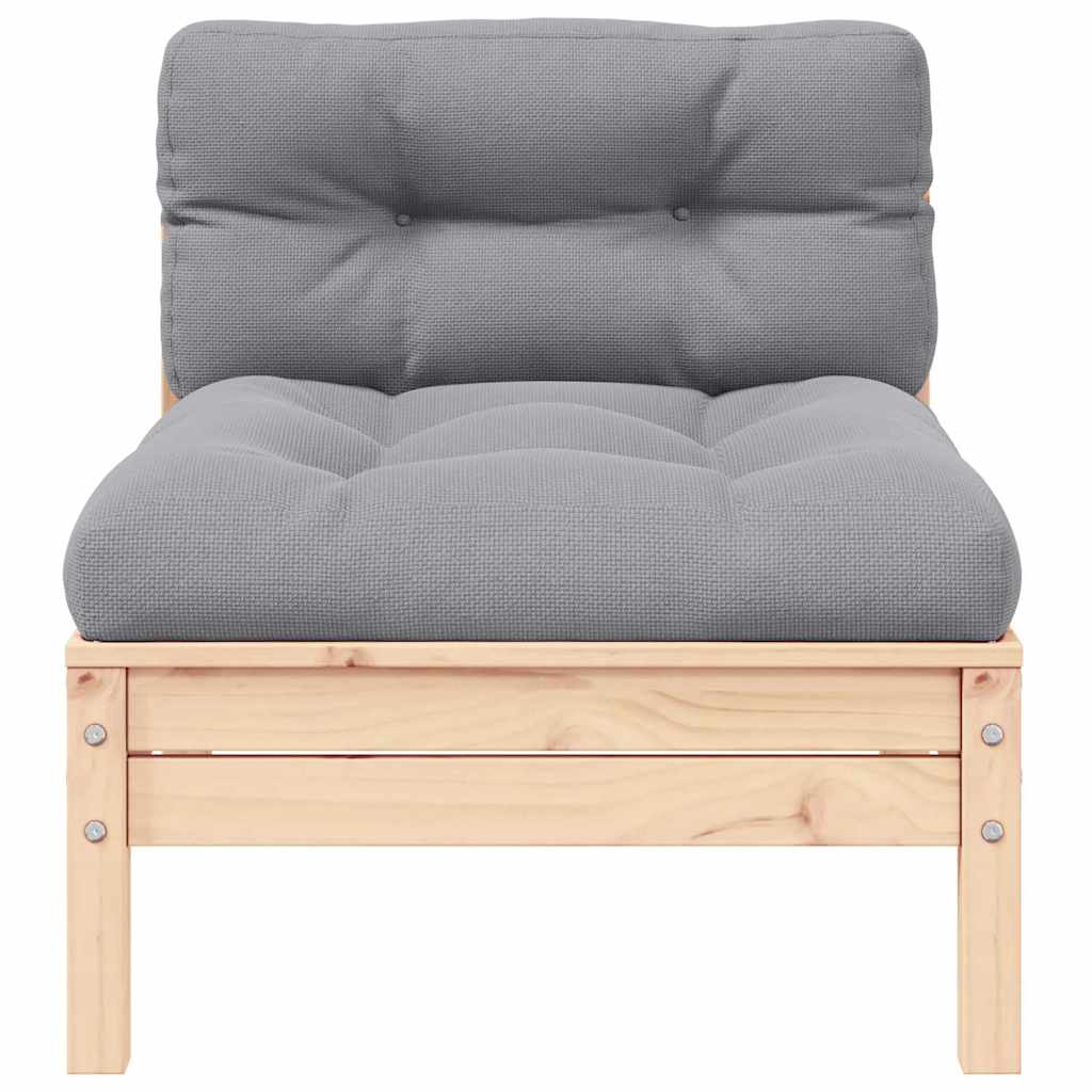 vidaXL Σαλόνι Κήπου Σετ 3 Τεμαχίων Μασίφ Ξύλο Πεύκου με Γκρι Μαξιλάρια