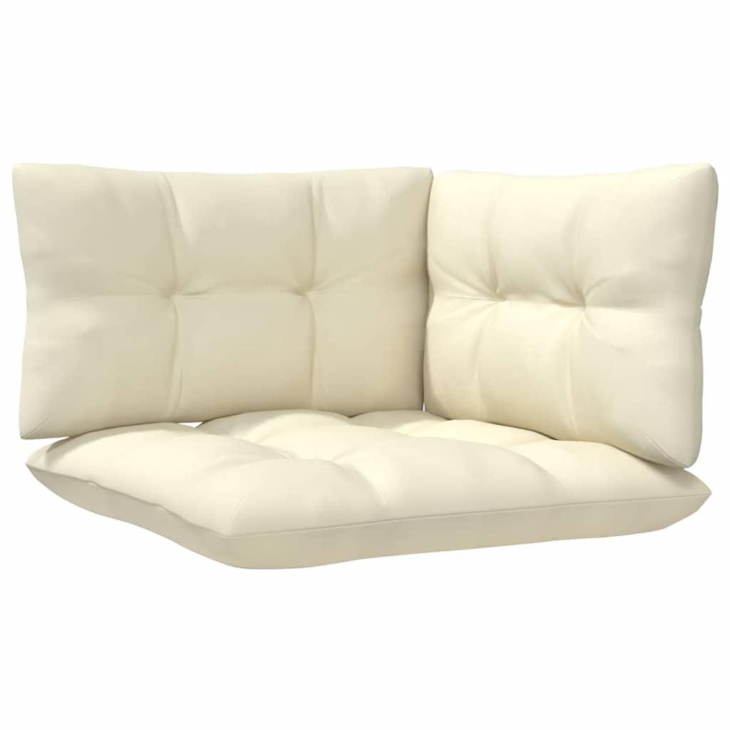 vidaXL Σαλόνι Κήπου Σετ 3 τεμ. από Μασίφ Ξύλο Πεύκου & Κρεμ Μαξιλάρια