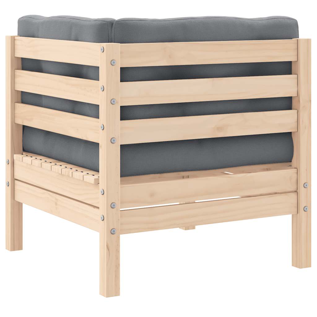 vidaXL Σαλόνι Κήπου Σετ 3 Τεμαχίων Μασίφ Ξύλο Πεύκου με Γκρι Μαξιλάρια