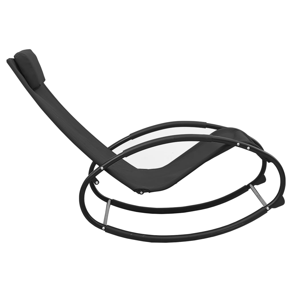 vidaXL Ξαπλώστρα με Μαξιλάρι Μαύρη από Ατσάλι και Textilene