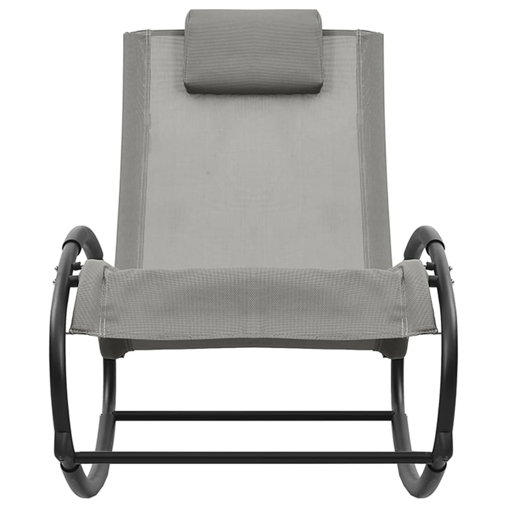 vidaXL Ξαπλώστρα με Μαξιλάρι Γκρι από Ατσάλι και Textilene