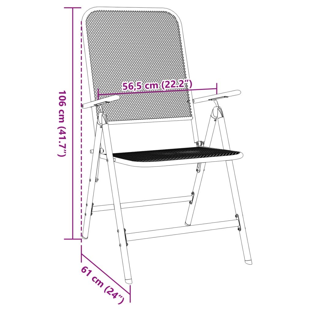 vidaXL Καρέκλες Κήπου Πτυσσόμ. 4 τεμ. Ανθρακί Εκτετ. Μεταλλικό Πλέγμα