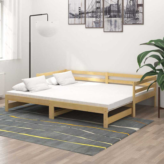 vidaXL Καναπές Κρεβάτι Συρόμενος 2x(90x200) εκ. από Μασίφ Ξύλο Πεύκου