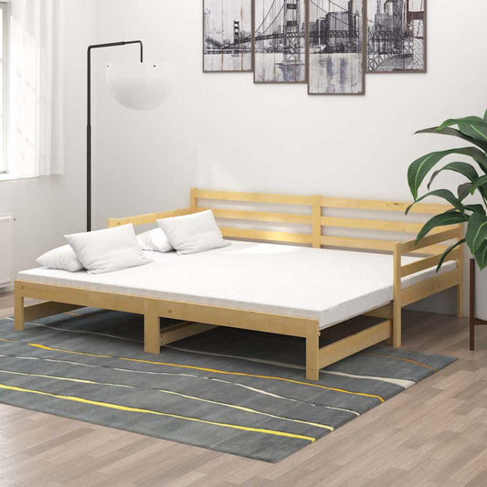 vidaXL Καναπές Κρεβάτι Συρόμενος 2x(90x200) εκ. από Μασίφ Ξύλο Πεύκου