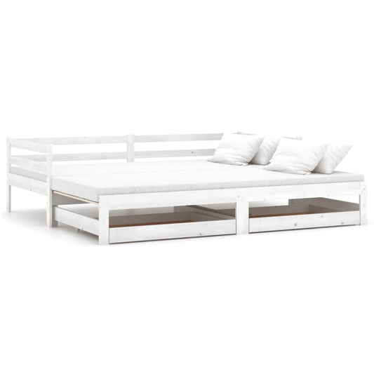 vidaXL Καναπές Κρεβάτι Συρόμενος Λευκός 2x(90x200) εκ. Ξύλο Πεύκου
