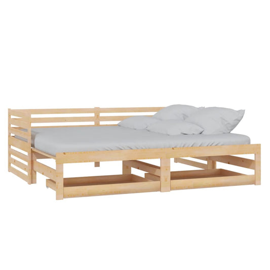 vidaXL Καναπές Κρεβάτι Συρόμενος 2x(90x200) εκ. από Μασίφ Ξύλο Πεύκου