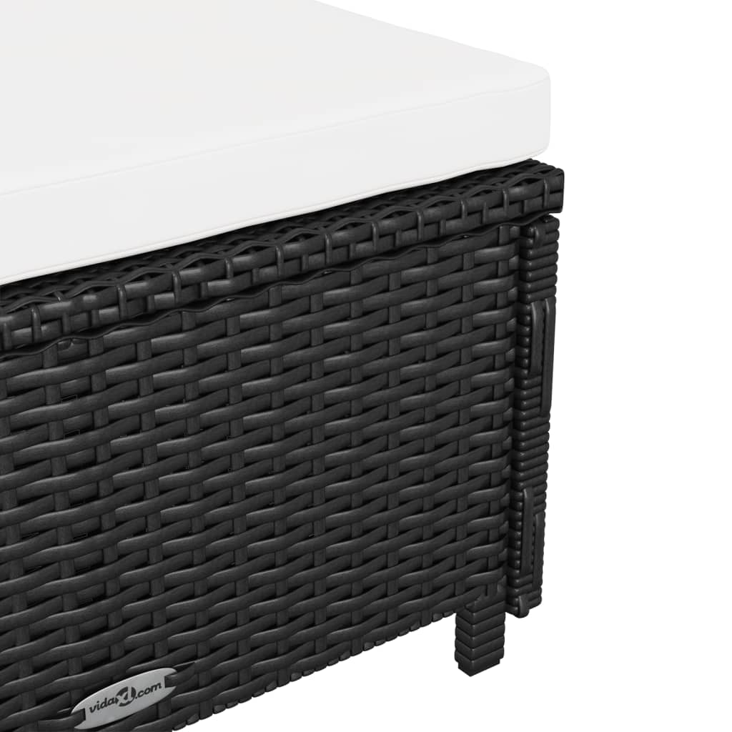 vidaXL Ξαπλώστρα Μαύρη από Συνθετικό Ρατάν με Λευκό Κρεμ Μαξιλάρι