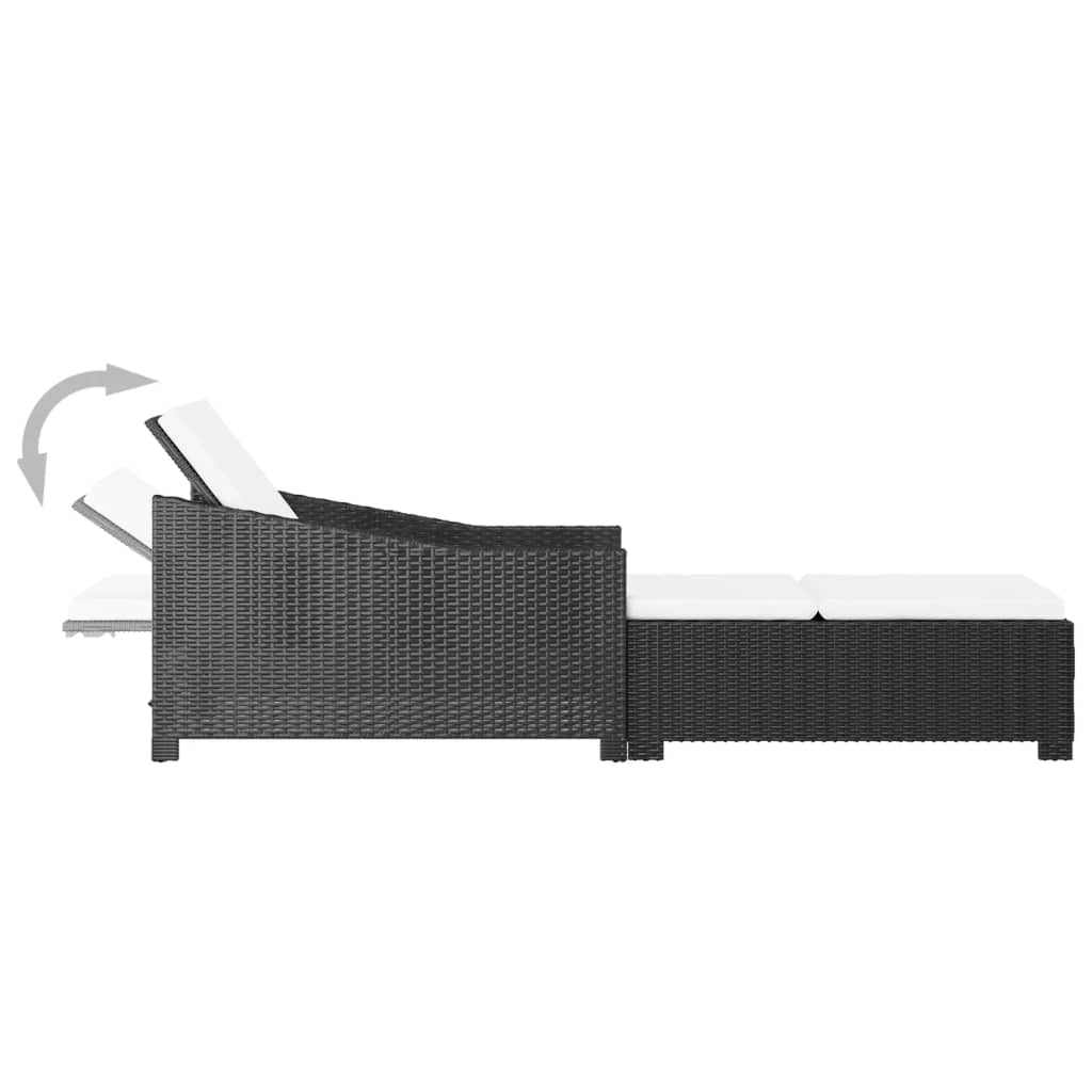 vidaXL Ξαπλώστρα Μαύρη από Συνθετικό Ρατάν με Λευκό Κρεμ Μαξιλάρι