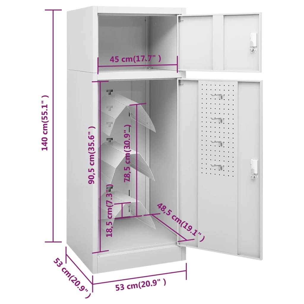 vidaXL Ντουλάπα για Σέλα Ανοιχτό Γκρι 53 x 53 x 140 εκ. Ατσάλινη