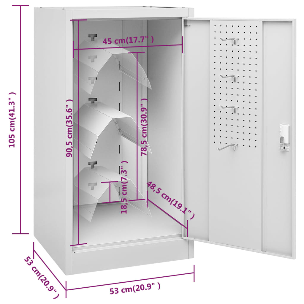 vidaXL Ντουλάπα για Σέλα Ανοιχτό Γκρι 53 x 53 x 105 εκ. Ατσάλινη