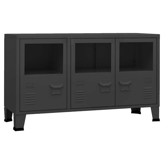 vidaXL Μπουφές Βιομηχανικό Στιλ Μαύρος 105x35x62 εκ. Μέταλλο / Γυαλί