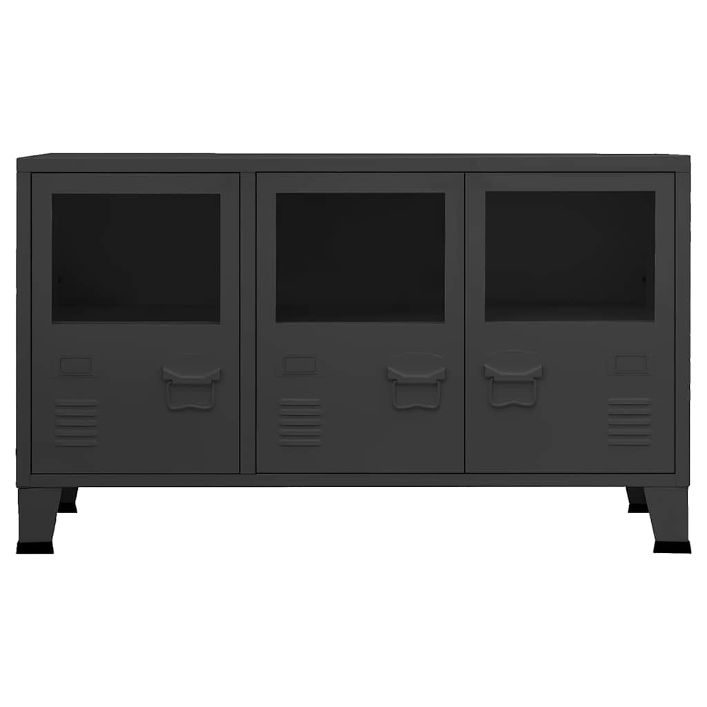 vidaXL Μπουφές Βιομηχανικό Στιλ Μαύρος 105x35x62 εκ. Μέταλλο / Γυαλί