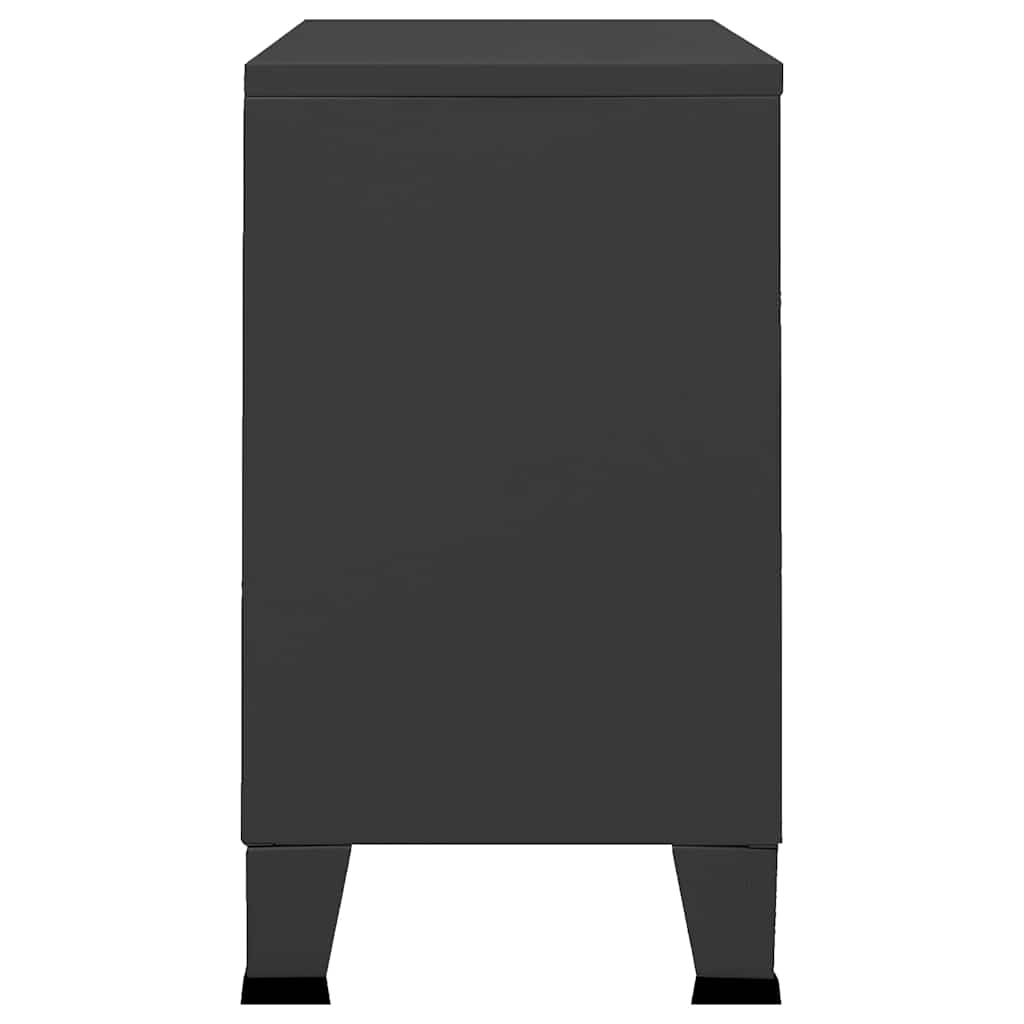 vidaXL Μπουφές Βιομηχανικό Στιλ Μαύρος 105x35x62 εκ. Μέταλλο / Γυαλί