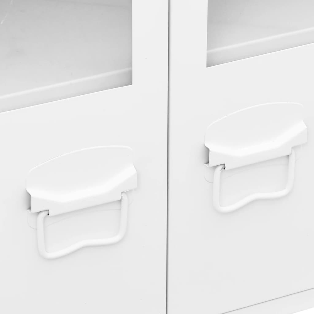 vidaXL Μπουφές Βιομηχανικό Στιλ Λευκός 105x35x62 εκ. Μέταλλο / Γυαλί