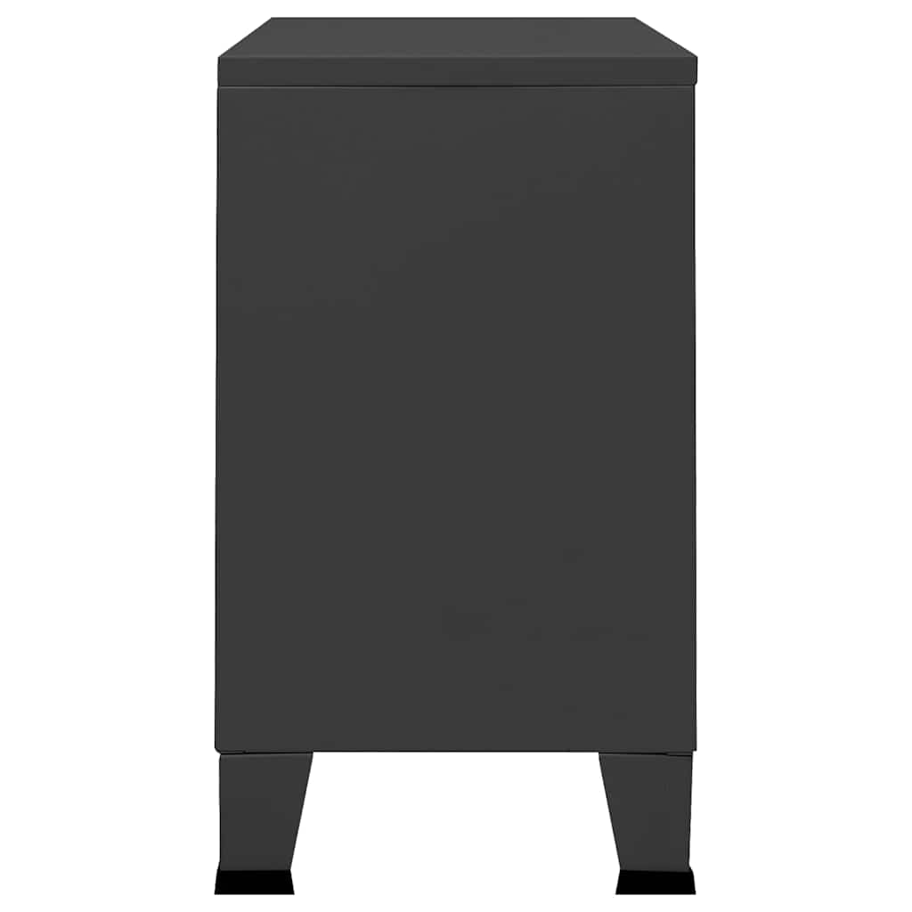 vidaXL Μπουφές Βιομηχανικό Στιλ Ανθρακί 105x35x62 εκ. Μέταλλο / Γυαλί
