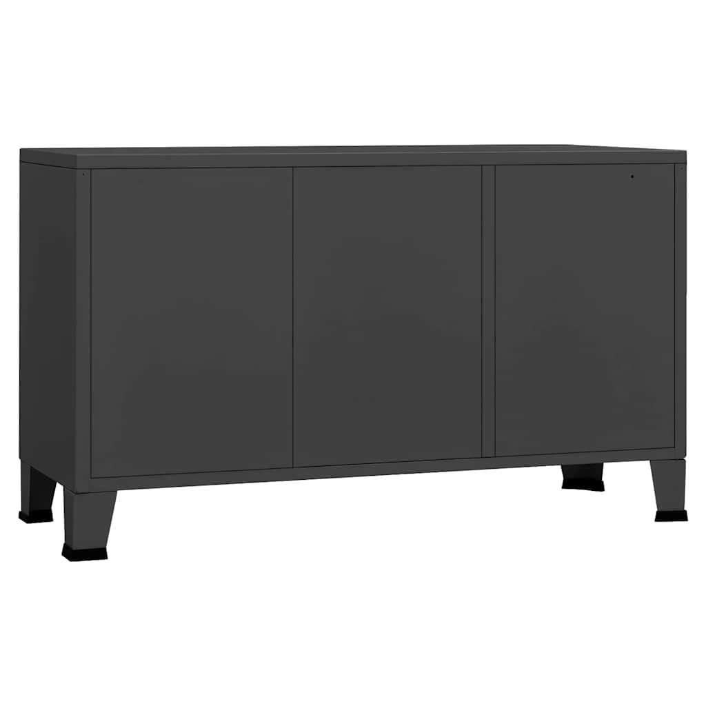 vidaXL Μπουφές Βιομηχανικό Στιλ Ανθρακί 105x35x62 εκ. Μέταλλο / Γυαλί