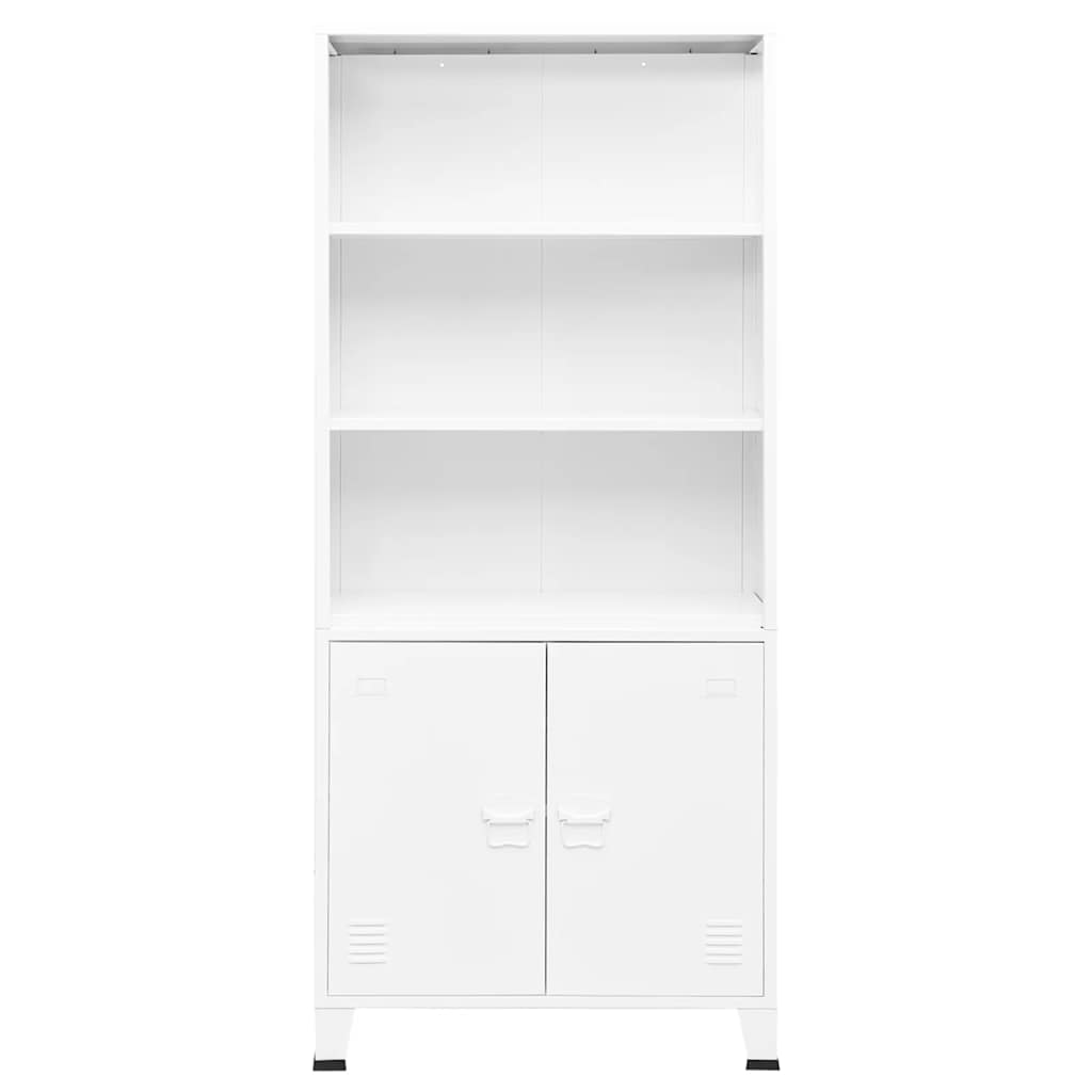 vidaXL Βιομηχανική Βιβλιοθήκη Λευκή 80 x 32 x 180 εκ. Ατσάλινη