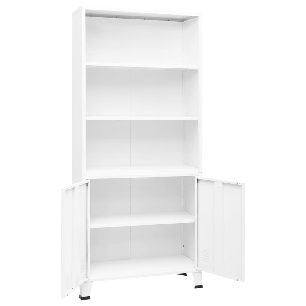 vidaXL Βιομηχανική Βιβλιοθήκη Λευκή 80 x 32 x 180 εκ. Ατσάλινη