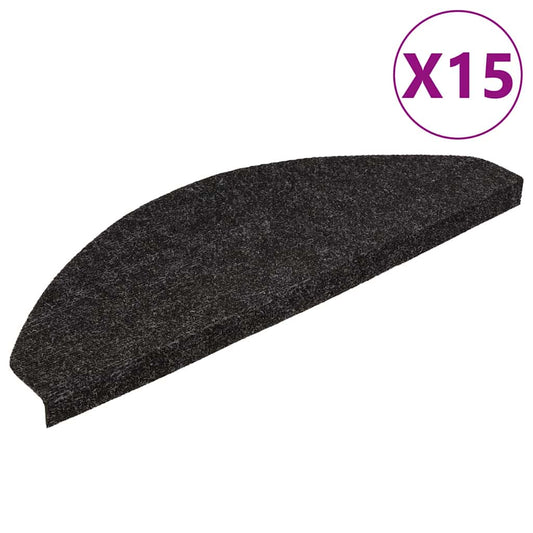 vidaXL Πατάκια Σκάλας Αυτοκόλλητα 15 τεμ. Μαύρα 56x17x3 εκ.
