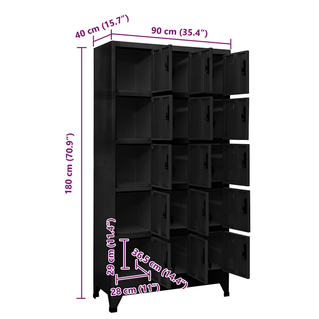 vidaXL Φοριαμός Μαύρος 90 x 40 x 180 εκ. Ατσάλινος