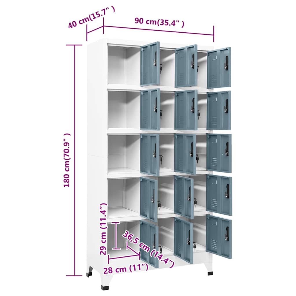 vidaXL Φοριαμός Ανοιχτό Γκρι & Σκούρο Γκρι 90 x 40 x 180 εκ. Ατσάλινος