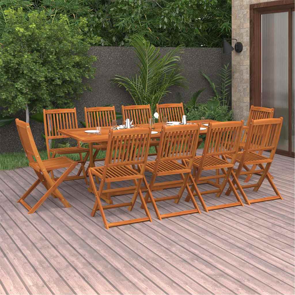 vidaXL Σετ Τραπεζαρίας Κήπου 11 Τεμαχίων 220x90x75 εκ. Μασίφ Ακακία