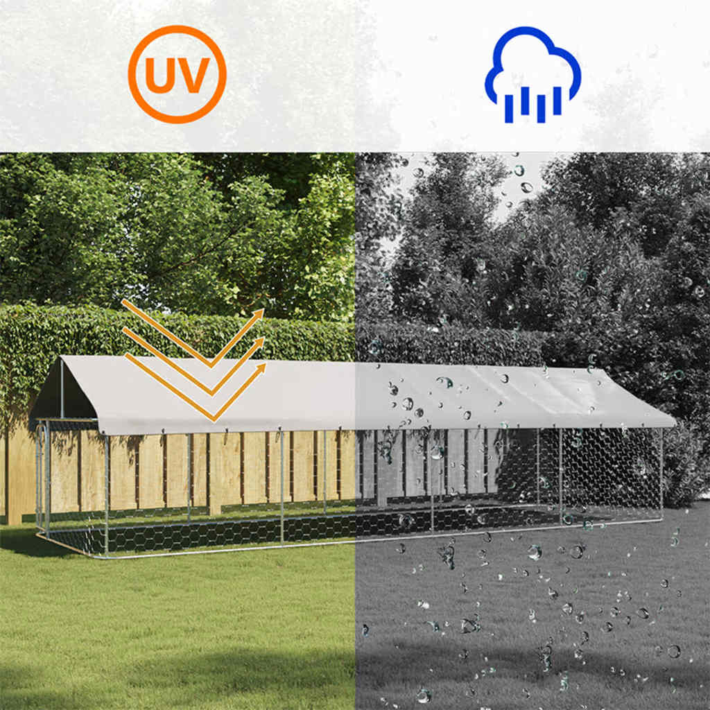 vidaXL Κλουβί Σκύλου Εξωτερικού Χώρου 600 x 200 x 150 εκ. με Στέγαστρο