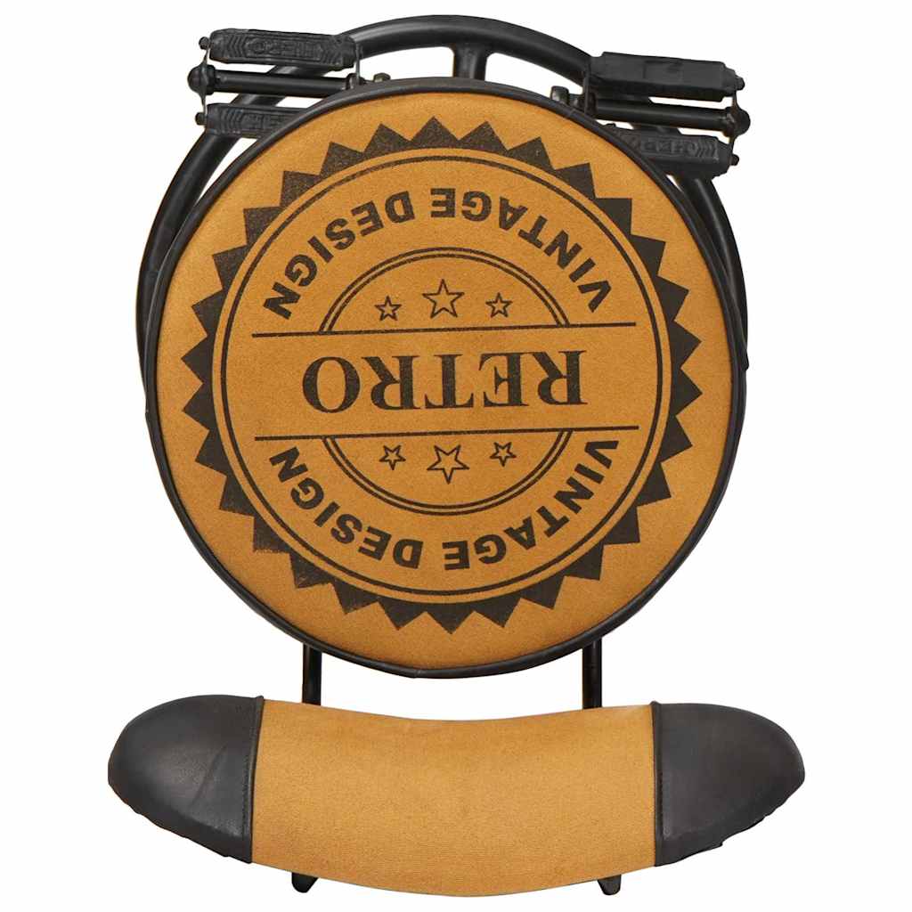 vidaXL Σκαμπό Μπαρ 2 τεμ. Καφέ/Μαύρο με Τύπωμα σε Καμβά Δέρμα Κατσίκας