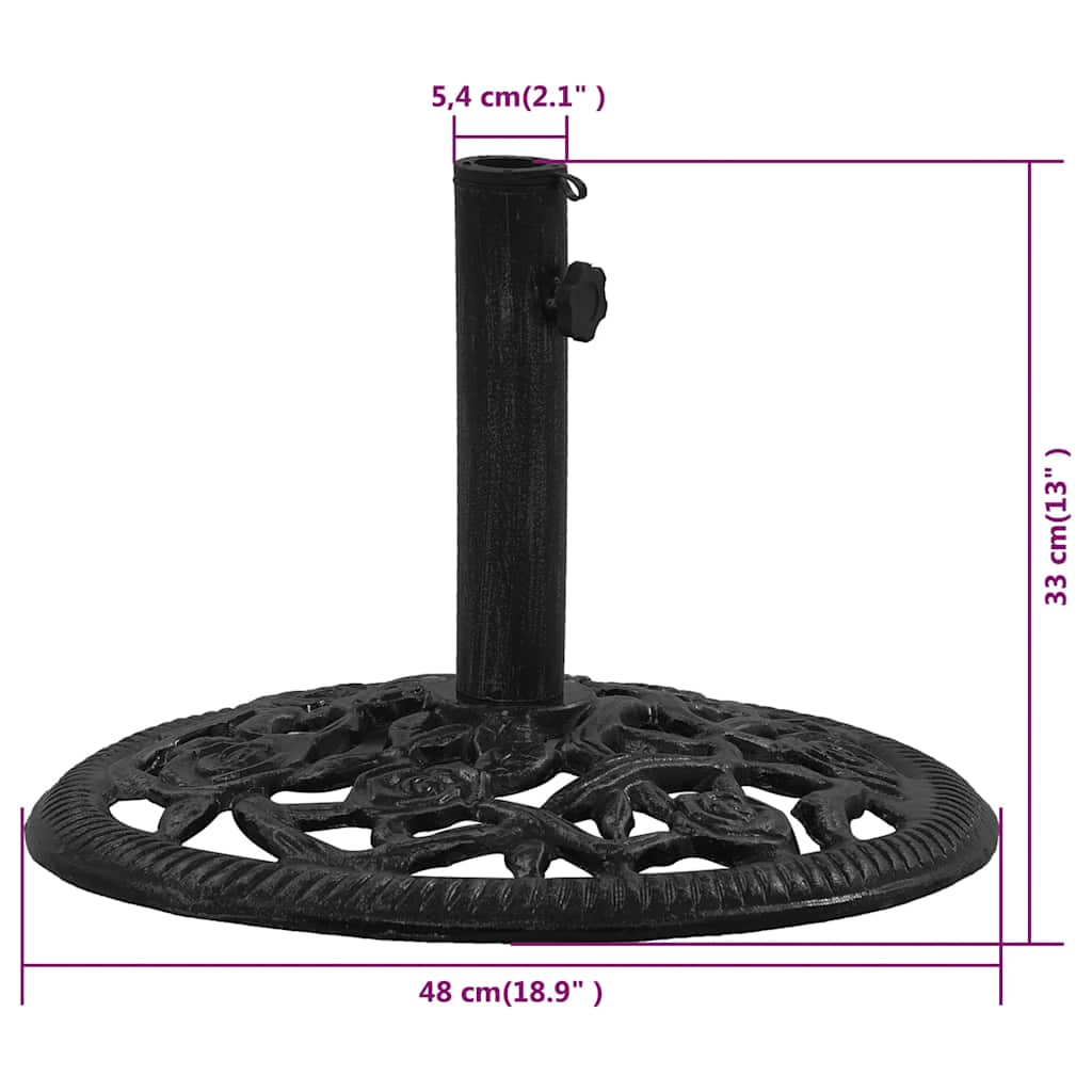 vidaXL Βάση Ομπρέλας Μαύρη 48 x 48 x 33 εκ. από Χυτοσίδηρο