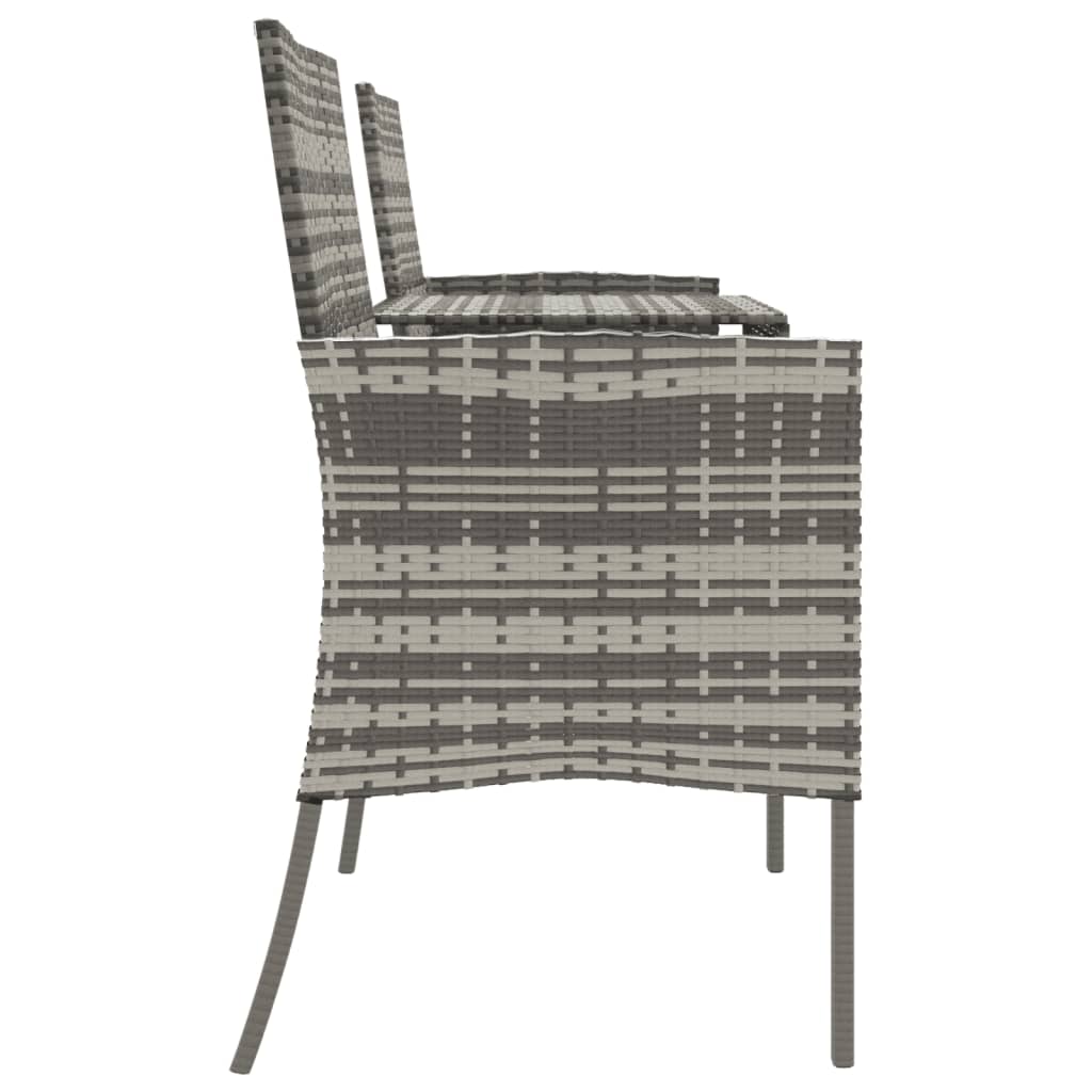 vidaXL Διθέσιος Καναπές Κήπου Ανθρακί από Συνθετικό Ρατάν με Τραπεζάκι