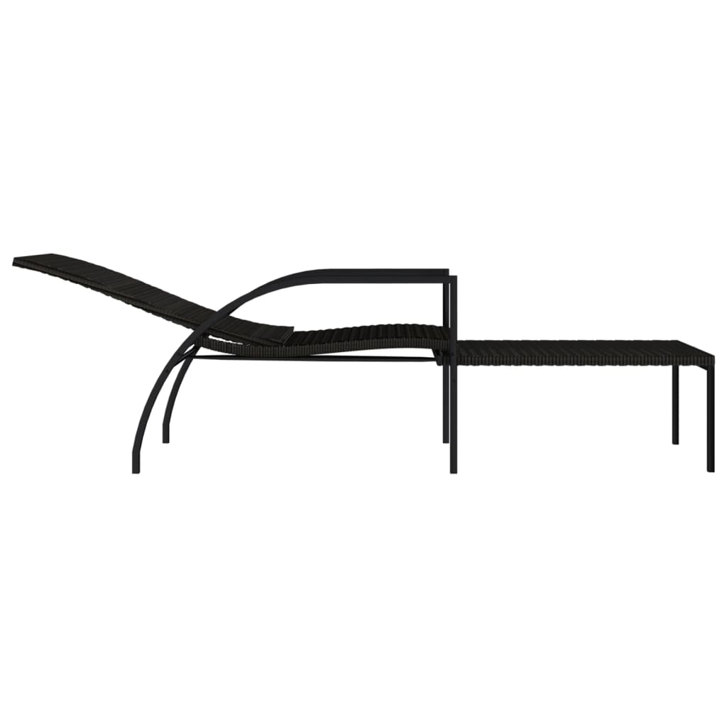 vidaXL Ξαπλώστρες 2 τεμ. Καφέ από Ρατάν Πολυαιθυλενίου με Υποπόδιο