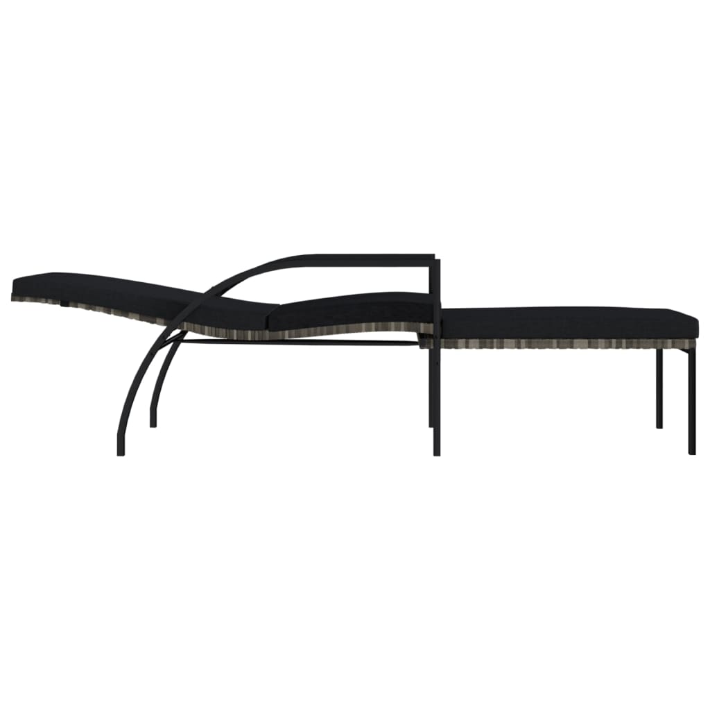 vidaXL Ξαπλώστρες 2 τεμ. Γκρι από Ρατάν Πολυαιθυλενίου με Υποπόδιο