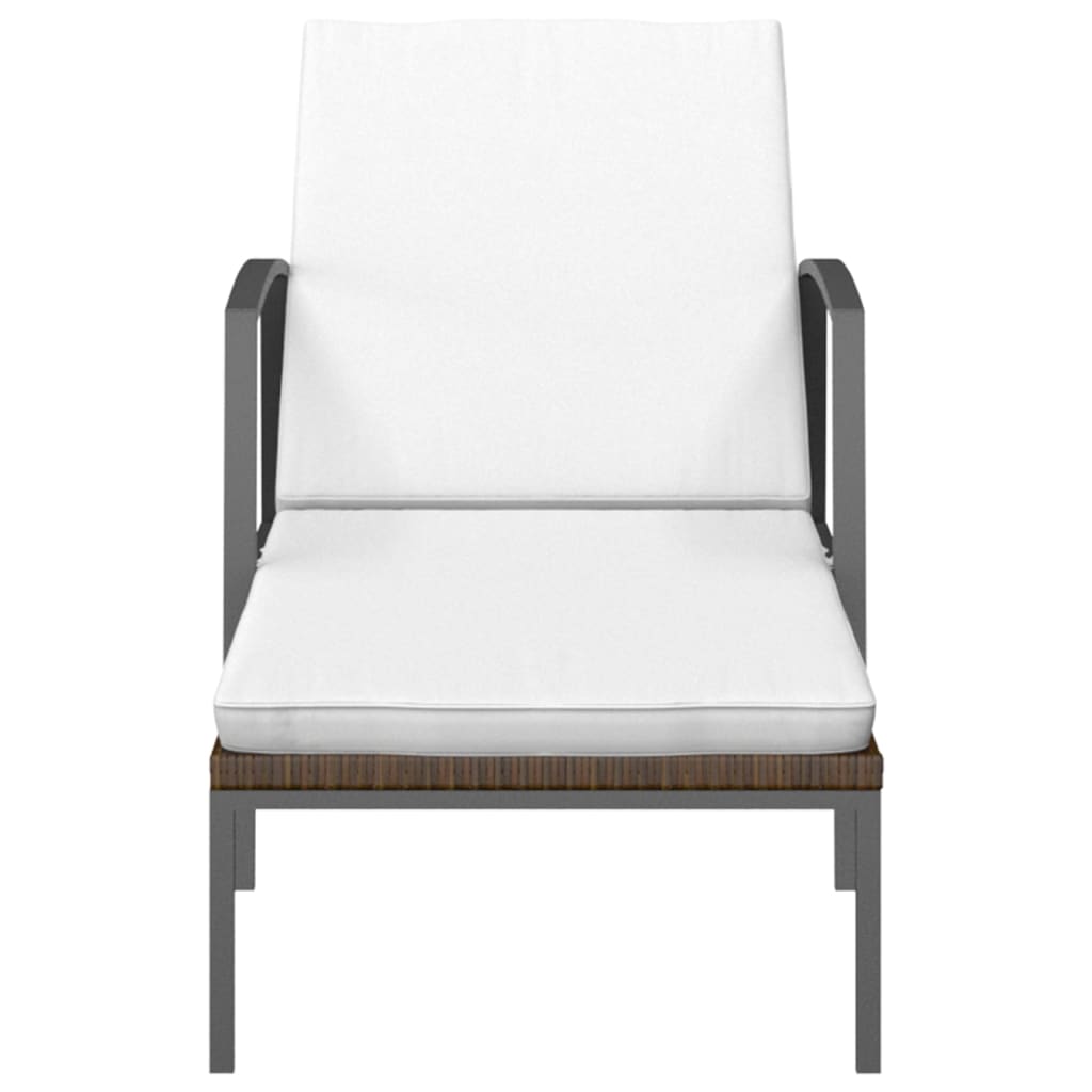 vidaXL Ξαπλώστρες 2 τεμ. Καφέ από Συνθετικό Ρατάν με Τραπέζι