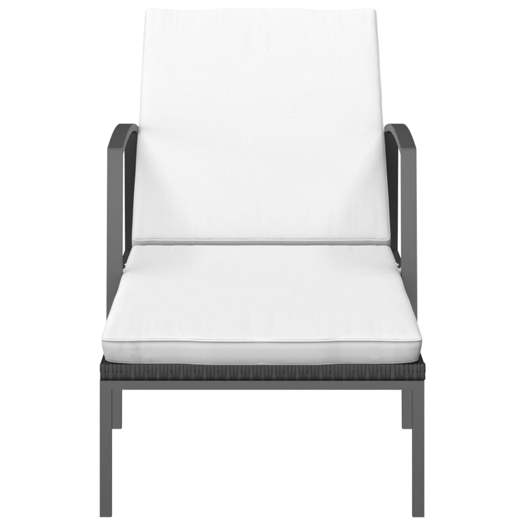 vidaXL Καρέκλες/Ξαπλώστρα 2 τεμ. Μαύρο Συνθετικό Ρατάν με Τραπέζι