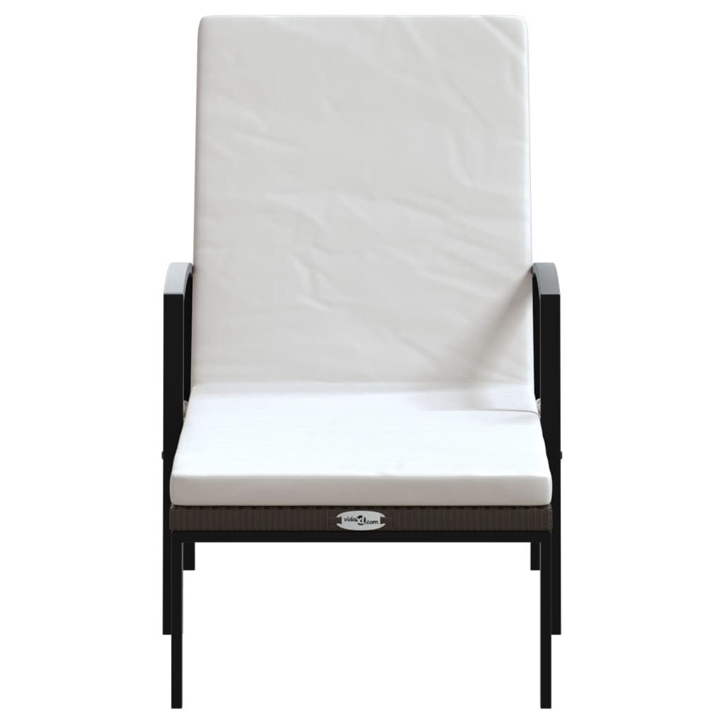 vidaXL Ξαπλώστρες 2 τεμ. Καφέ από Συνθετικό Ρατάν με Τραπέζι