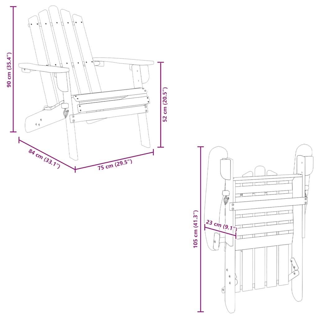 vidaXL Καρέκλα Κήπου Adirondack από Μασίφ Ξύλο Ακακίας