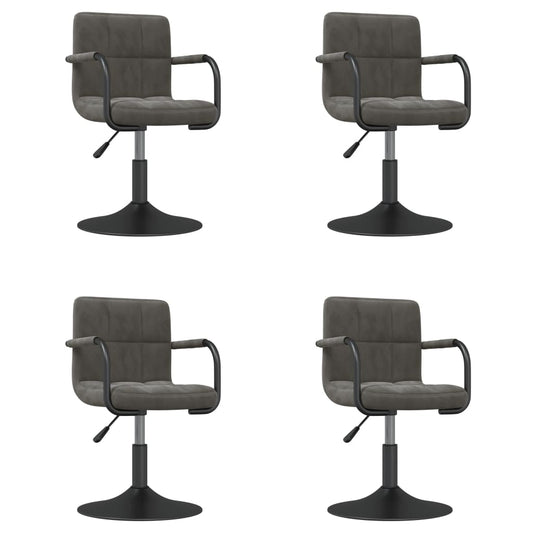 vidaXL Καρέκλες Τραπεζαρίας Περιστρεφόμενες 4 τεμ. Σκ. Γκρι Βελούδινες