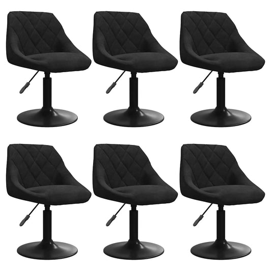 vidaXL Καρέκλες Τραπεζαρίας Περιστρεφόμενες 6 τεμ. Μαύρες Βελούδινες