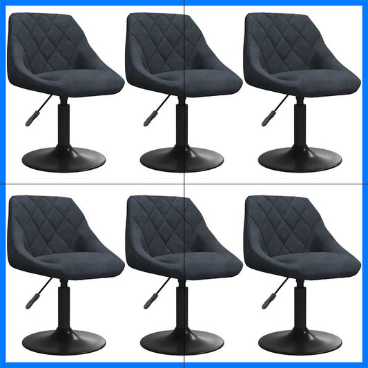 vidaXL Καρέκλες Τραπεζαρίας Περιστρεφόμενες 6 τεμ. Σκ. Γκρι Βελούδινες