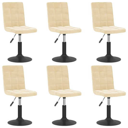 vidaXL Καρέκλες Τραπεζαρίας Περιστρεφόμενες 6 τεμ. Κρεμ Βελούδινες
