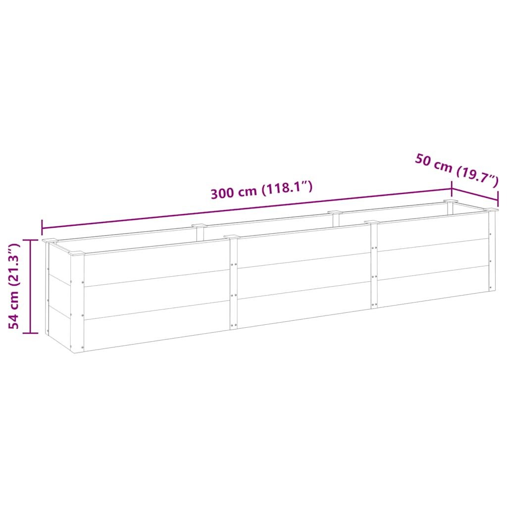 vidaXL Ζαρντινιέρα Υπερυψωμένη Γκρι 300 x 50 x 54 εκ. από WPC