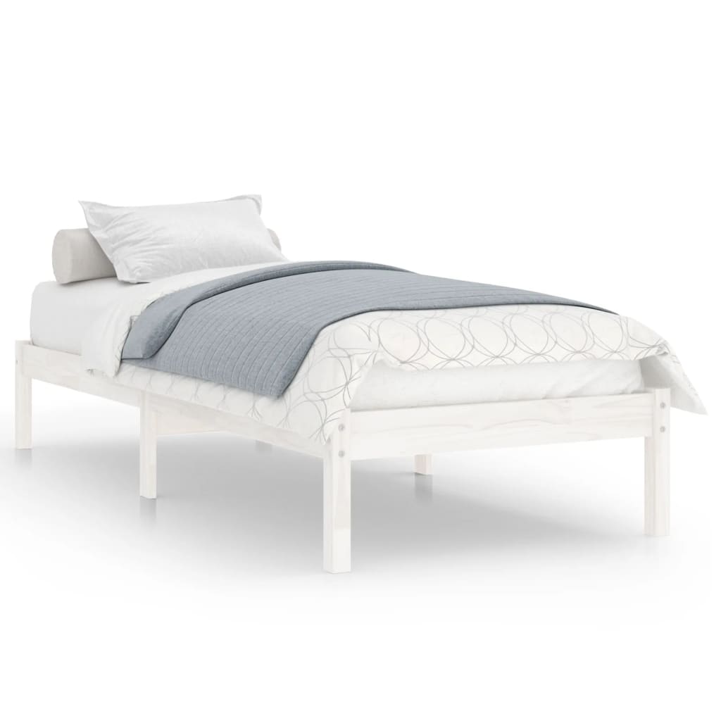 vidaXL Πλαίσιο Κρεβατιού Λευκό 75x190 εκ. Μασίφ Ξύλο Small Single