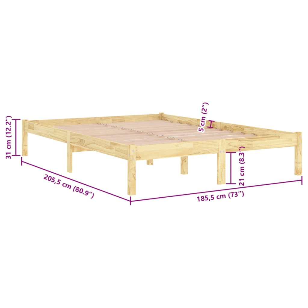 vidaXL Πλαίσιο Κρεβατιού 180 x 200 εκ. Μασίφ Ξύλο Super King Size
