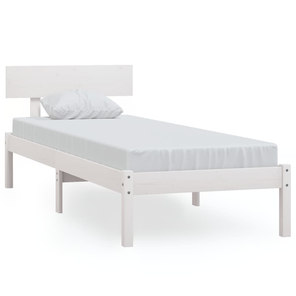 vidaXL Πλαίσιο Κρεβατιού Λευκό 75x190 εκ. Μασίφ Ξύλο Small Single