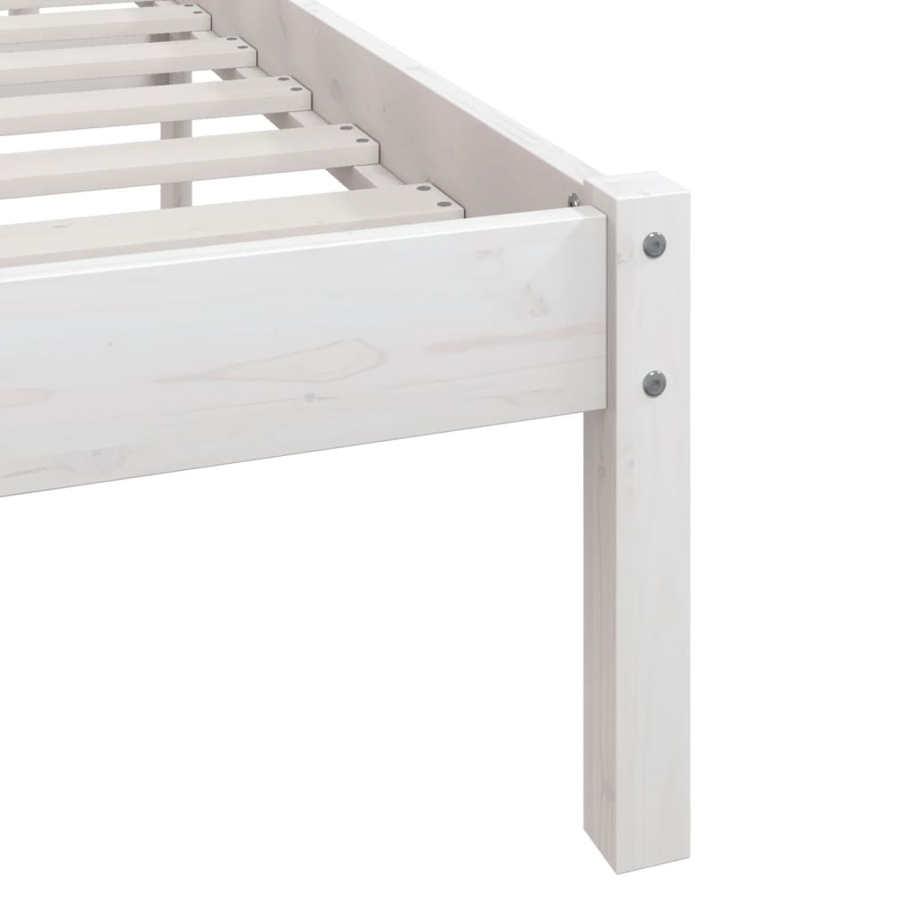 vidaXL Πλαίσιο Κρεβατιού Λευκό 75x190 εκ. Μασίφ Ξύλο Small Single