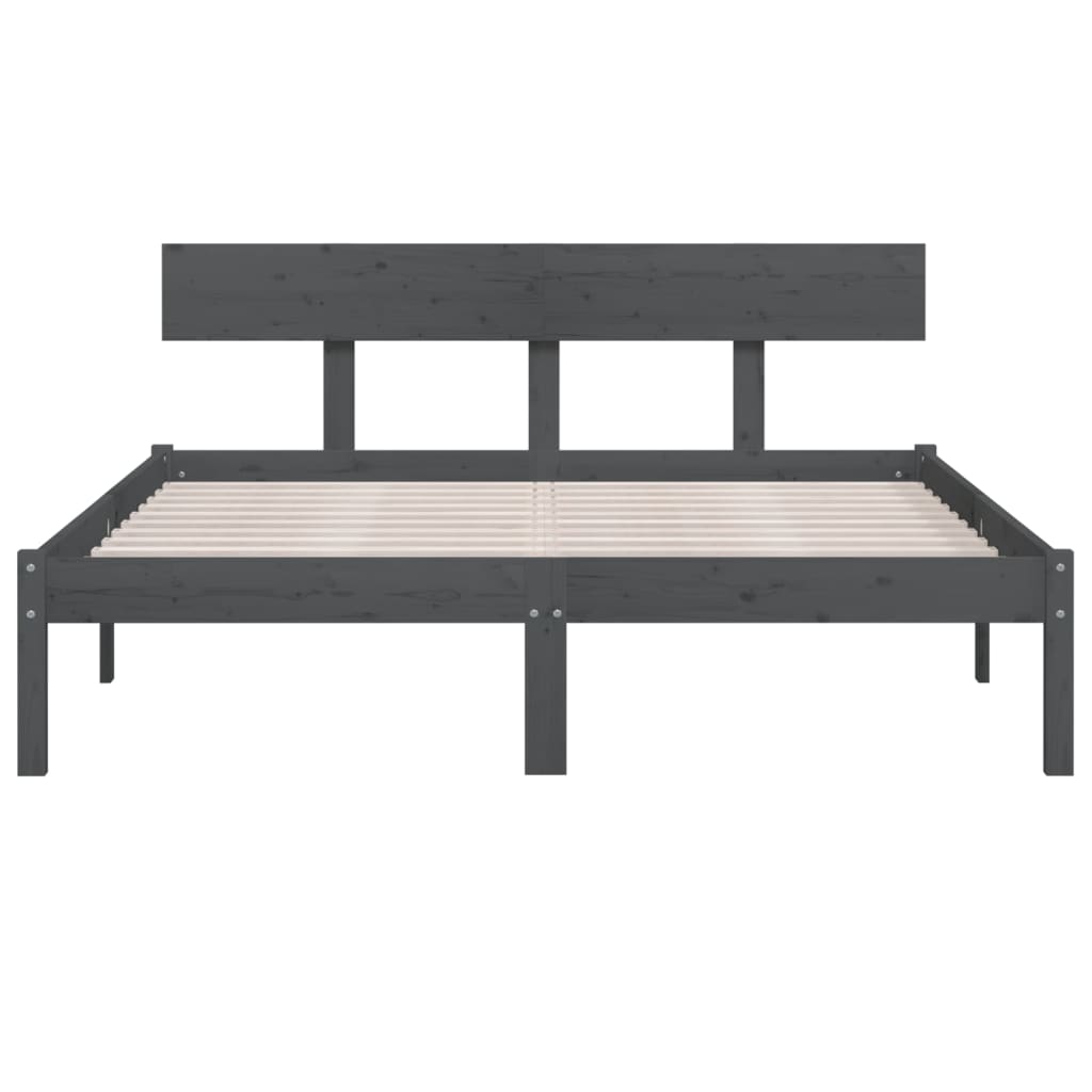 vidaXL Πλαίσιο Κρεβατιού Γκρι 120x190 εκ. Μασίφ Ξύλο Small Double