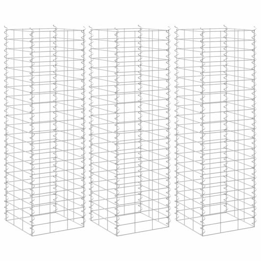 vidaXL Συρματοκιβώτια-Γλάστρες Υπερυψ. 3 τεμ. 30x30x100εκ. Σιδερένιες