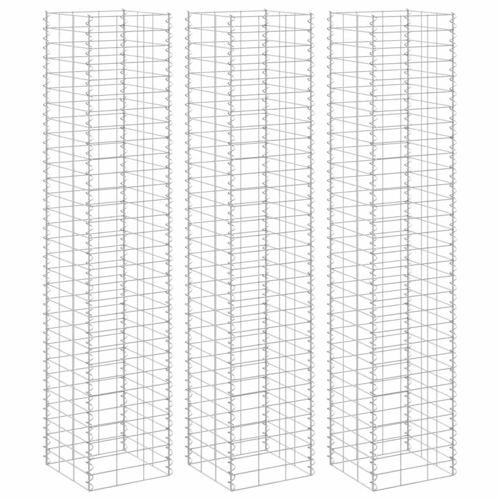 vidaXL Συρματοκιβώτια-Γλάστρες Υπερυψ. 3 τεμ. 30x30x150εκ. Σιδερένιες
