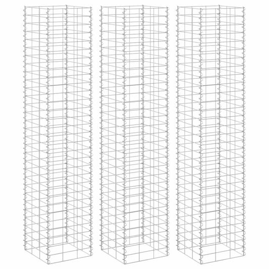 vidaXL Συρματοκιβώτια-Γλάστρες Υπερυψ. 3 τεμ. 30x30x150εκ. Σιδερένιες